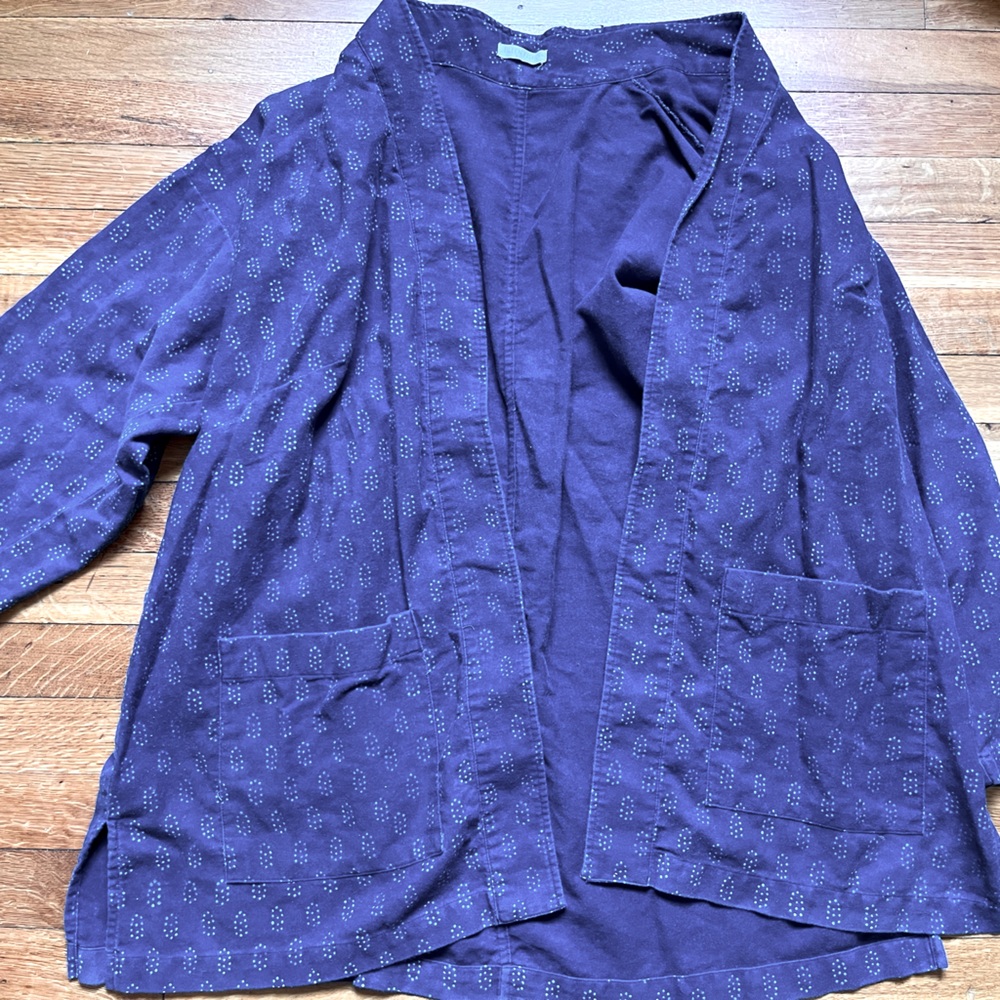 Eileen Fisher block printed kimono organic cotton jacket